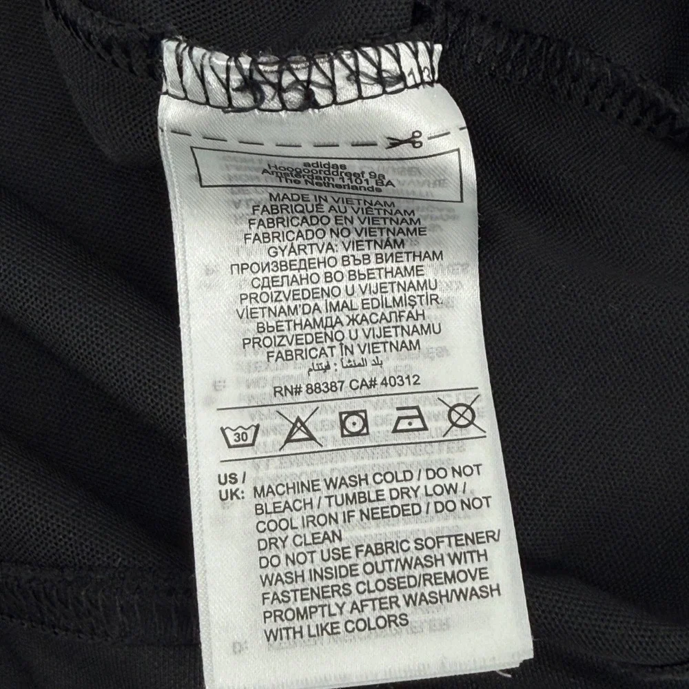 Adidas Polo Shirt Mens XL Graphic Chest Stripe Performance Polyester Black